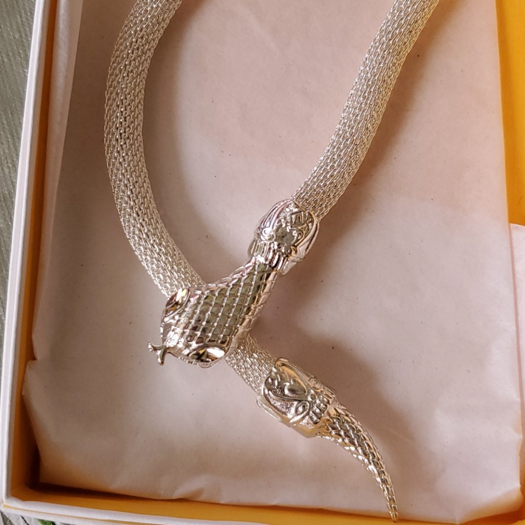 Robert Rose Silver Snake Necklace
